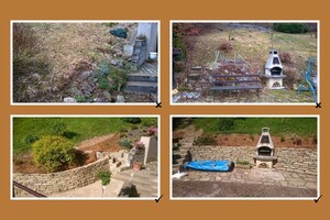 stabilizace svahu, opěrné zdivo - integrovaný krb