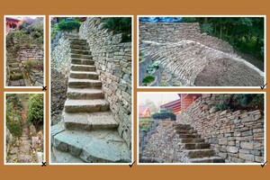 rekonstrukce schodiště a opěrného zdiva - původní materiál