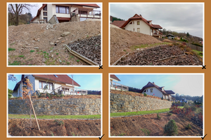 fixování svahu opěrnou zdí a výsadbou