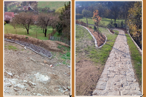 realizace kamenného chodníku ve svahu